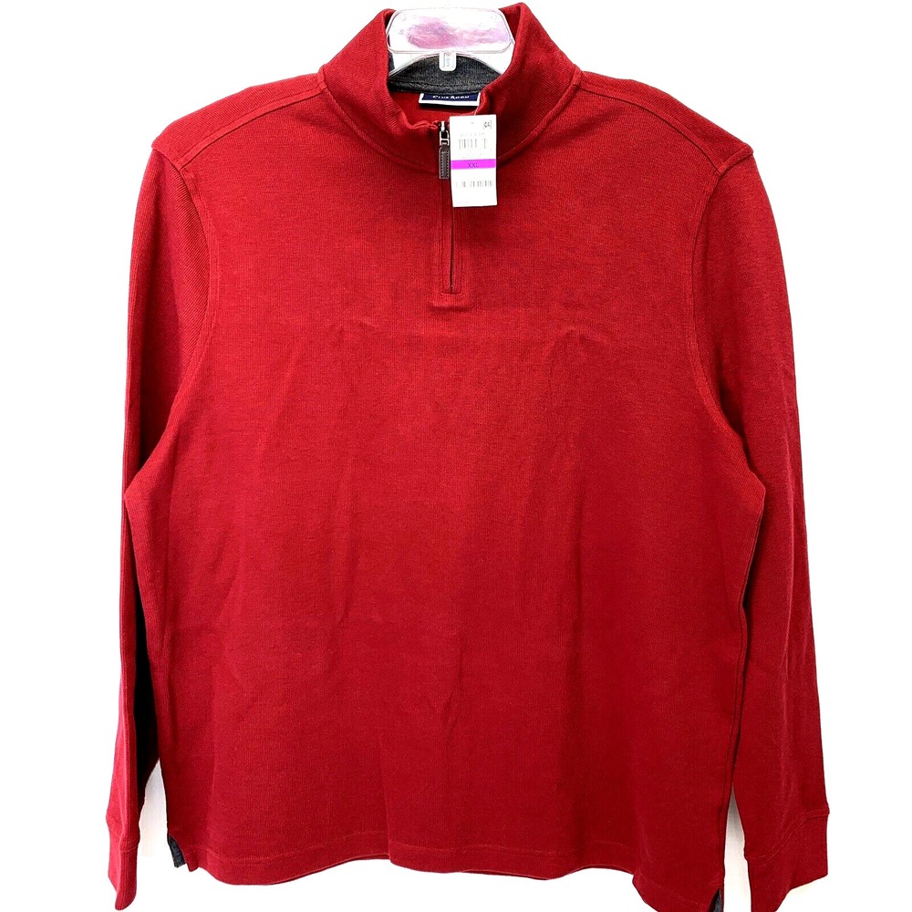 Club Room Mens Sz XXL Red 1/4-Zip Ribbed Pullover Shirt NWT's (M24) NEW!!